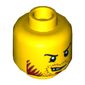 Minifig Head Knight, Beard, Curved Black Eyebrows, Lopsided Open Grin / Determined Print