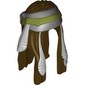 Hair Long with Feathers and Light Bluish Gray / Olive Green Bandana Print