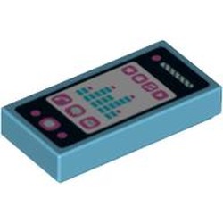 Tile 1 x 2 with Smart Phone with Phone, Mail, Speech Bubble, Star, Flower, Note, Play Button and Sound Level Print