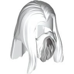 Hair and Beard, Long Straight with Centre Part, Light and Dark Bluish Gray Beard Highlights Print