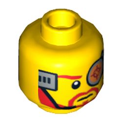 Minifig Head Max Solarflare, Dual Sided, Cyborg Eyepiece, Beard, Determined / Breathing Apparatus Print [Hollow Stud]