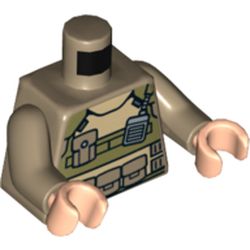 Torso Armor, Olive Green Body Chestplate, with Radio and Pockets Print, Dark Tan Arms, Light Nougat Hands