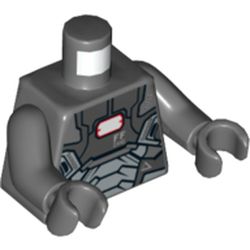 Torso Armor with '002', 'FF446', 'DANGER', and White Rectangle Print, Dark Bluish Gray Arms and Hands