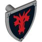 Shield Triangular with Red Dragon Head on Black Background Print