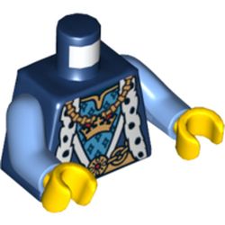 Torso Robe with Fur Trim and Gold Chain with Crown Print, Medium Blue Arms, Yellow Hands