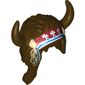 Headdress American Indian with Horns, Long Braided Hair, and Tribal Headband with Tassels Print