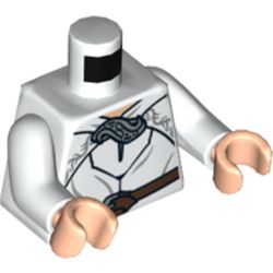 Torso Robe with Brown Belt and Silver Clasp Print, White Arms, Light Nougat Hands