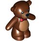 Animal, Bear / Teddy, Arms Down with Black Eyes, Nose, Mouth and Red Bow Tie Print