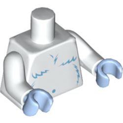 Torso Yeti Fur with Bright Light Blue Shaggy Hair Print, White Arms, Bright Light Blue Hands