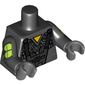 Torso Armor with Yellow Triangle and Panels and Gears Print, Black Arms, Dark Bluish Gray Hands