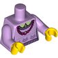 Torso Sweater with Cat Heads and Magenta Necklace Print, Lavender Arms, Yellow Hands