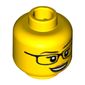 Minifig Head Scientist, Glasses, White Pupils, Eyelashes, Peach Lips, Smiling [Hollow Stud]