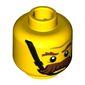 Minifig Head Constable, Brown Bushy Moustache, Brown Eyebrows and Chin Strap Print [Hollow Stud]