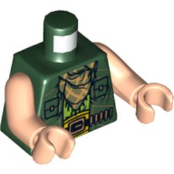 Torso Vest with Checkered Bandana and Ammunition Belt Print, Light Arms and Hands