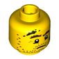Minifig Head Welder, Stubbly Beard, Brown Eyebrows and Black Stains Print [Hollow Stud]
