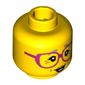 Minifig Head Grandma, Dark Pink Glasses, Gray Eyebrows and Crow's Feet Print