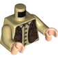 Torso Shirt with Buttons and Brown Western Style Vest Print, Tan Arms, Light Nougat Hands