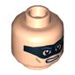 Minifig Head Lone Ranger, Black Eyemask with Dirt Stain, Clenched Teeth Print [Hollow Stud]