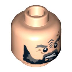 Minifig Head Corsairs of Umbar, Dual Sided, Beard, Tattoo and Eyebrow Ring Angry / Surprised Print [Hollow Stud]