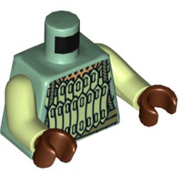 Torso Armor with Gold and Light Green Scales Print, Yellowish Green Arms, Reddish Brown Hands