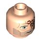 Minifig Head Obi-Wan Kenobi, Blue Eyes, Tribal Tattoo, Stubble and Scars Print [Hollow Stud]