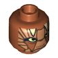 Minifig Head Nikto Guard, Dark Tan Features and White Horns Print [Hollow Stud]