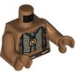 Torso Bare Chest with Beaded Armor, Fur and Gold Minifig Pendant Print, Medium Nougat Arms and Hands
