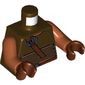 Torso Vest with Dark Tan Stripes and Reddish Brown Shoulder Strap Print, Dark Orange Arms, Reddish Brown Hands