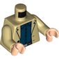 Torso Jacket with 2 Buttons, Dark Blue Shirt and Belt Print, Tan Arms, Light Nougat Hands