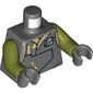 Torso Vest with Overlapping Panels and Metallic Silver Badge Print, Olive Green Arms, Dark Bluish Gray Hands