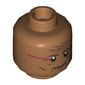 Minifig Head Chief Big Bear, Dual Sided, Wrinkles and Dark Red Face Paint, Mouth Closed / Mouth Open Scared Print [Hollow Stud]