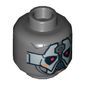 Minifig Head Sith Warrior, Silver Mask and Red Eyes Print