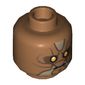 Minifig Head Jedi, Zabrak with Orange Eyes and Dark Tan Markings Print [Hollow Stud]