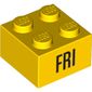 Brick 2 x 2 with Black 'FRI' Print