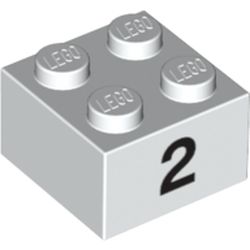 Brick 2 x 2 with Black "2" Print