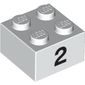 Brick 2 x 2 with Black "2" Print