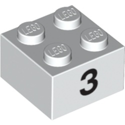 Brick 2 x 2 with Black "3" Print