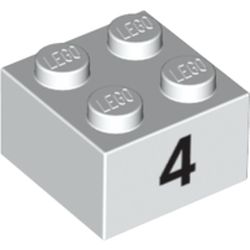 Brick 2 x 2 with Black "4" Print