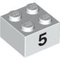 Brick 2 x 2 with Black "5" Print
