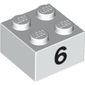 Brick 2 x 2 with Black "6" Print