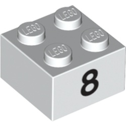 Brick 2 x 2 with Black "8" Print