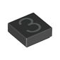 Tile 1 x 1 with Silver Number 3 Print