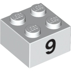 Brick 2 x 2 with Black "9" Print
