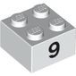 Brick 2 x 2 with Black "9" Print