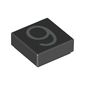 Tile 1 x 1 with Silver Number 9 Print