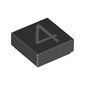 Tile 1 x 1 with Silver Number 4 Print