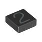 Tile 1 x 1 with Silver Number 2 Print