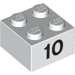 Brick 2 x 2 with Black "10" Print