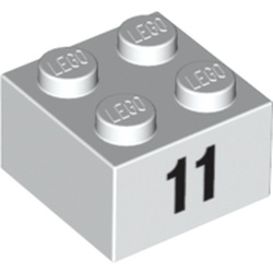 Brick 2 x 2 with Black "11" Print