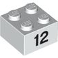 Brick 2 x 2 with Black "12" Print